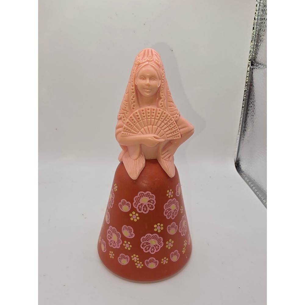 Vintage Avon Spanish Lady‎ Cologne Bottle Red Glass Pink Plastic Figural 6 Inch